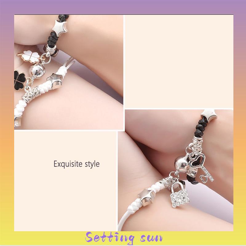 2 Pcs Fashion Magnet Gelang Palang Berbentuk Hati Kunci Gelang Wanita Pria Pasangan Perhiasan Aksesoris TN