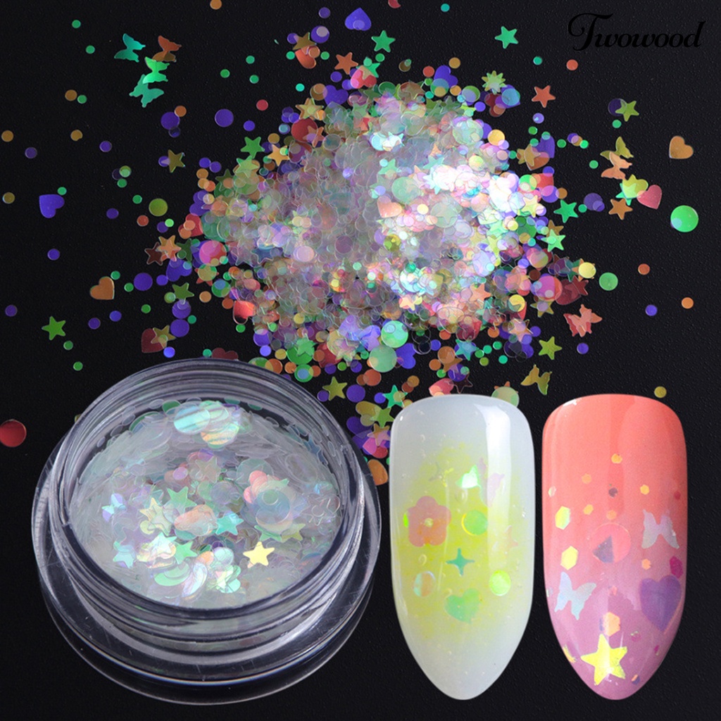 Payet Glitter Butterfly Bintang Hati Warna-Warni Untuk Dekorasi Manicure Nail Art