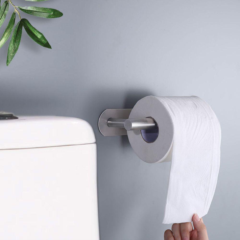 Toilet Roll Holder Modern Stainless Steel Tanpa Bor Rak Penyimpanan Tempel Dinding