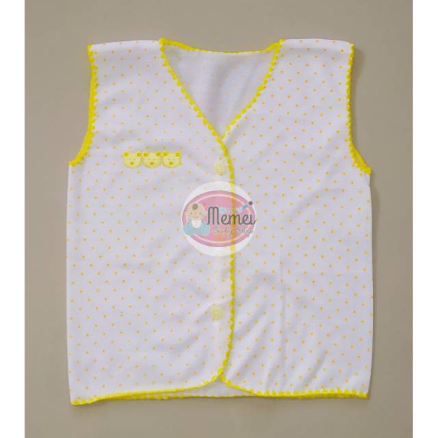 1 LUSIN (12 pcs) Baju bayi tanpa lengan POLKADOT halus lembut