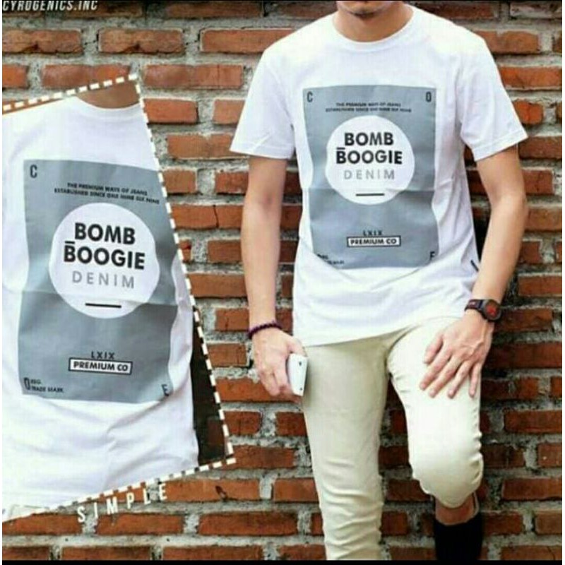 kaos boombogie original/kaos distro-Putih bulat