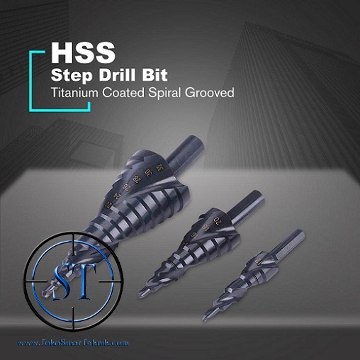 3 Set Mata Bor Pagoda Spiral Titanium Coated HSS Metal Step Drill Black Nirit ISi 3 Ukuran Besi Baja Kayu