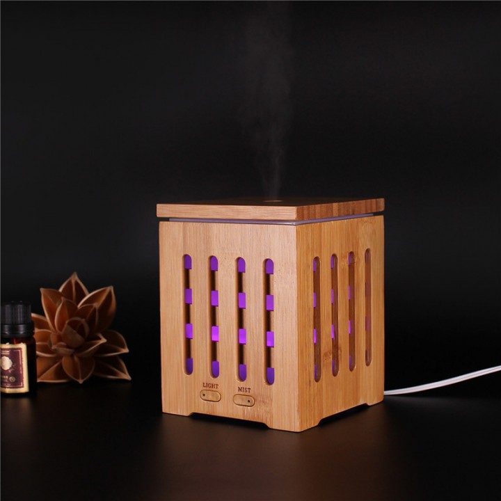 H27 Wooden Humidifier Aroma Diffuser 7 Color LED Light 350ml