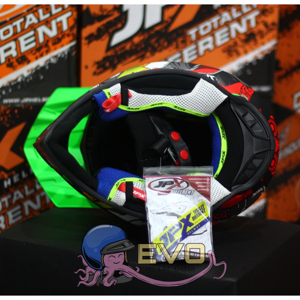 HELM JPX CROSS_FOX1 SERI X16 - FLUO GREEN DOFF + GOOGLE SNAIL (ONGKIR 2 KG) HELM JPX TERBARU