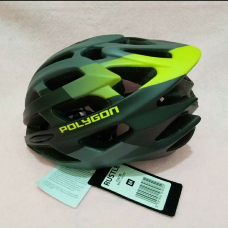 Helm Sepeda Polygon Rustle Matt Black Green For Road Bike RB Balap Original