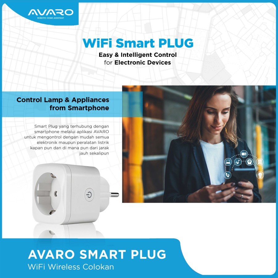 WiFi Smart Plug AVARO- AVARO Smart Plug WiFi 2.4Ghz 16A IoT Smart Home