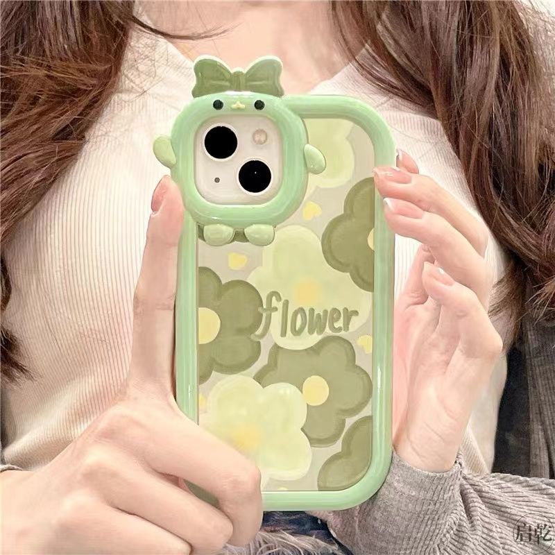 Case Silikon Motif Monster Bunga Hijau Cover iPhone 11 12 13 7 8 6 13 Pro hhft