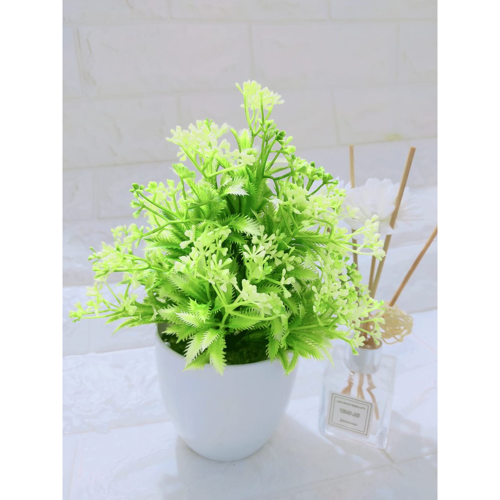 BOS238 Bunga Plastik / Pajangan Bunga Artifisial-Putih