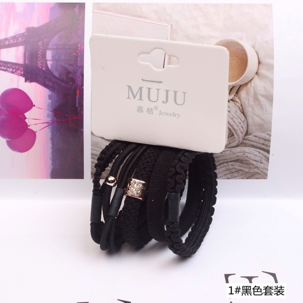 MURMURE.ID | IKAT KARET RAMBUT KOREA MIX PATTERN SET 6 PCS IKAT RAMBUT MUJU HA050-5