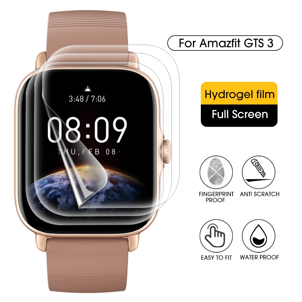 Film Pelindung Layar Full Cover Anti Gores Bahan TPU Hydrogel Untuk Amazfit GTS 3