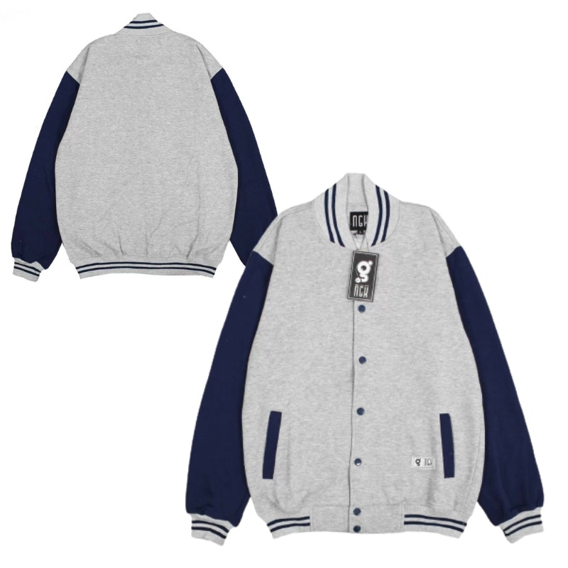 VARSITY JACKET- JAKET VARSITY ABU-ABU MOTIF SIMPLE - JAKET BASEBALL - UNISEX - VARSITY POLOS - UNISEX