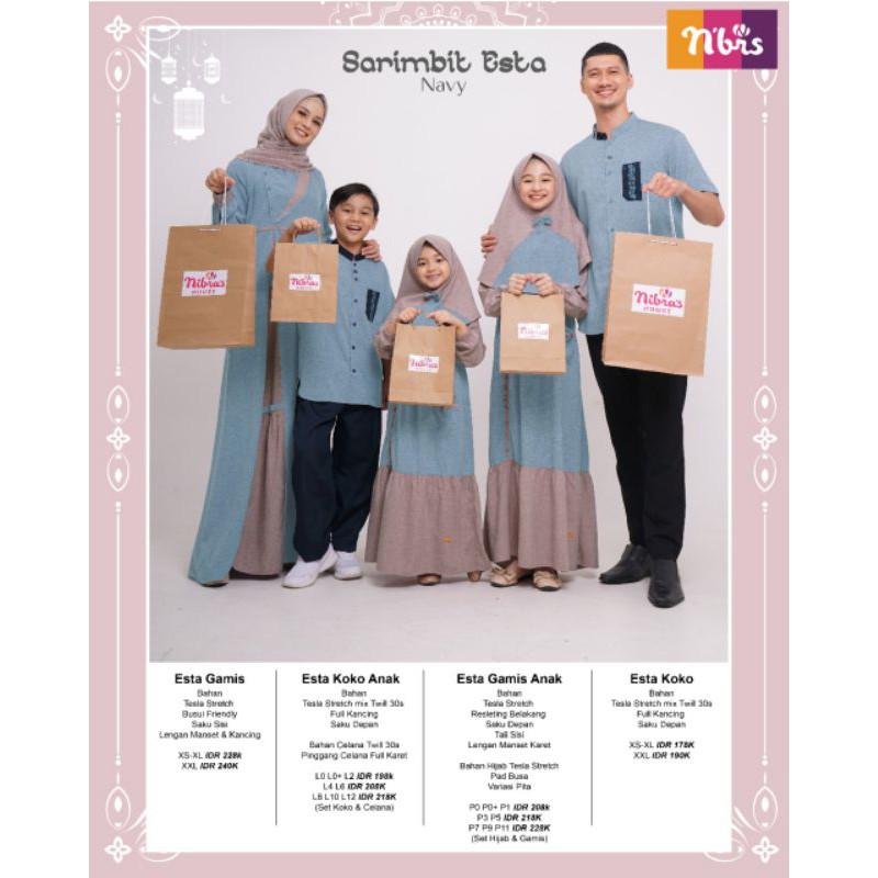 Nibras Sarimbit Family Esta Navy / Baju Keluarga / Baju Couple / Nibras Terbaru / Sarimbit 2021