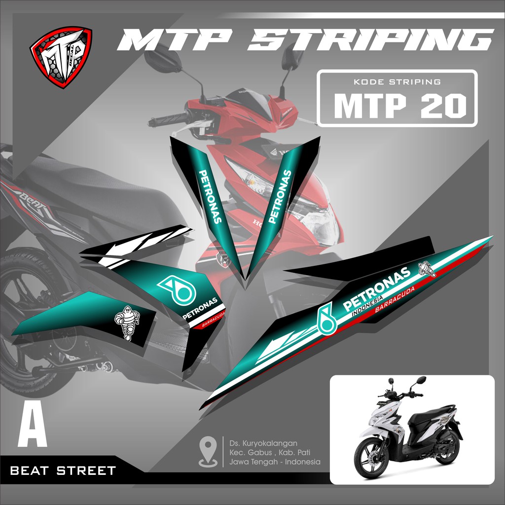Stiker Beat-Striping Sticker Beat ESP street-Variasi List Motor Beat Street Motif Petronas Mtp 020