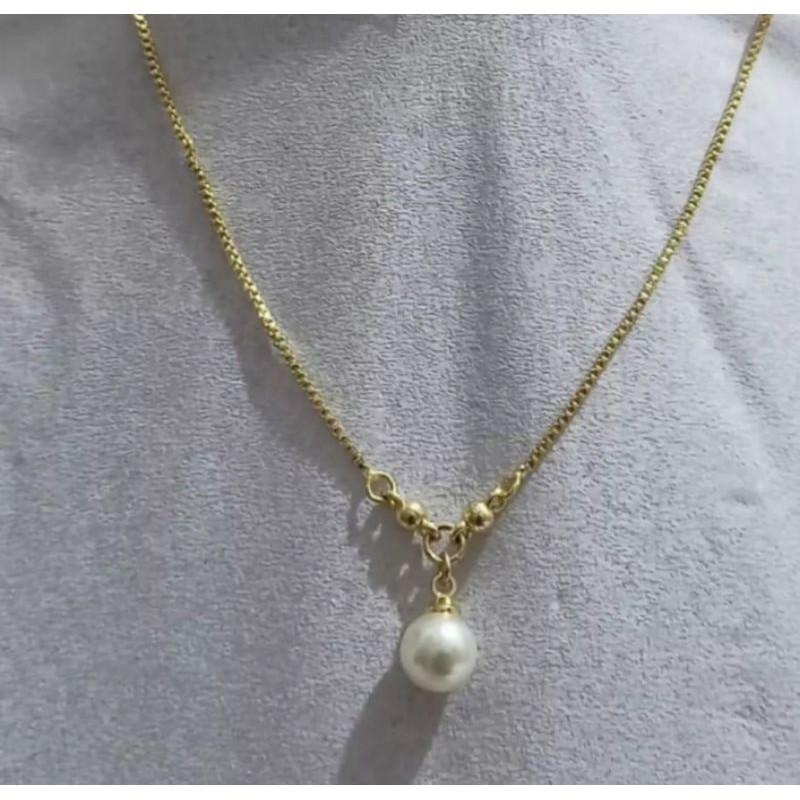 kalung titanium kalung liontin mutiara tidak luntur