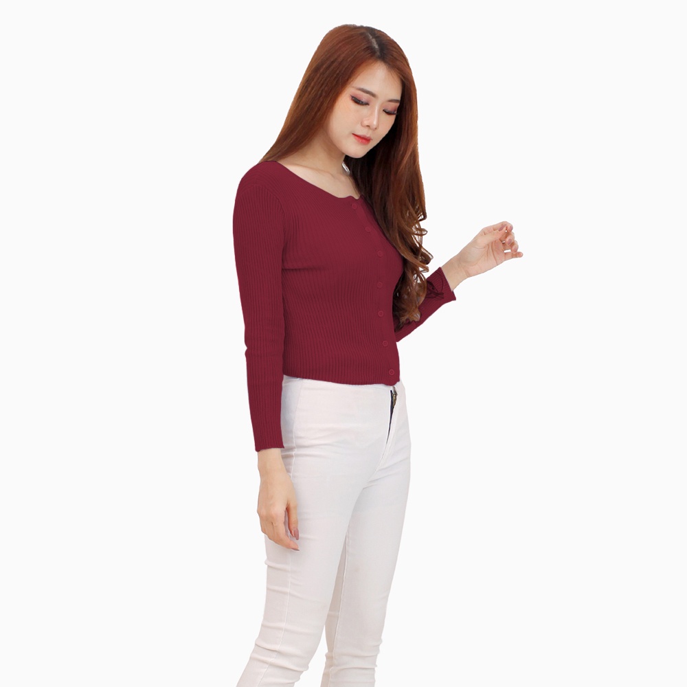 Cardigan Rajut Knitting cropped lengan panjang wanita gaya korea - XSHOP Kahyang