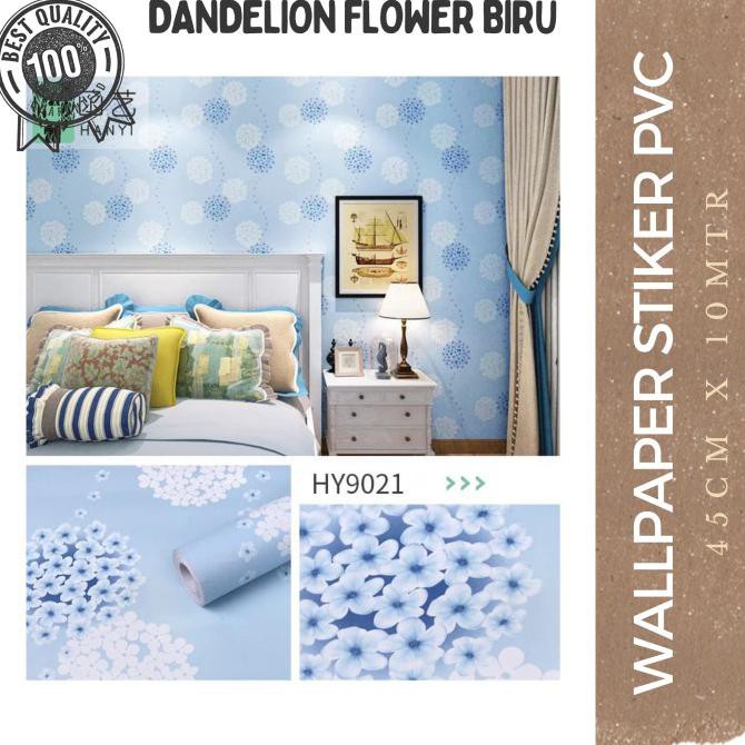 Wow Dandelion Flower Blue 45Cm X 10 Mtr | Wallpaper Sticker Terbatas