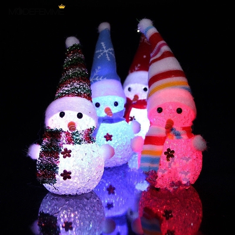 Ornamen Lampu Led Desain Snowman Santa Claus Untuk Dekorasi Pesta Natal