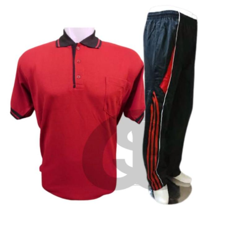 [IRL. 579026] SETELAN KAOS KERAH LENGAN PENDEK PRIA STELAN CELANA TRAINING KAOS BERKERAH SET BAJU KA