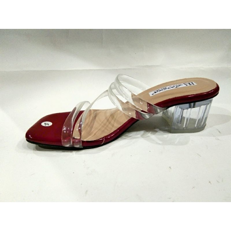 Sandal Andin Hak kotak kaca 5cm Sandal Wanita