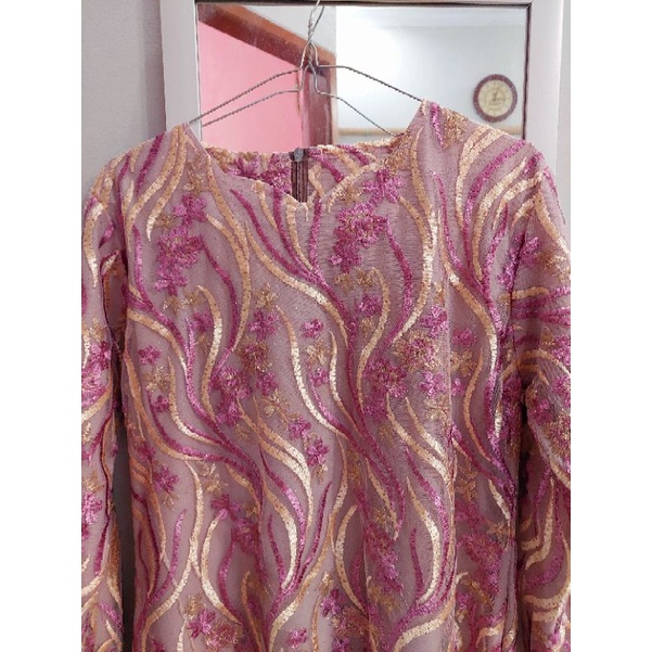 Tunik Tulle Bordir Timbul /kebaya/lilac /kebaya bordir