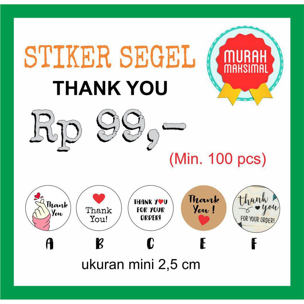 Jual Stiker Label Thank You Segel Stiker Tanks For Your Order Sticker Mini Termurah