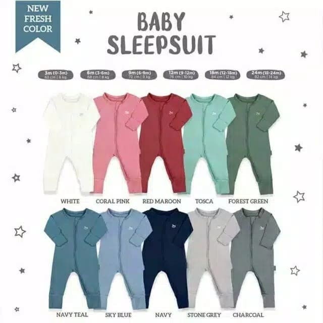 SLEEPSUIT BAJU TIDUR BAYI - Little Palmerhaus Baby Sleepsuit With 2 Way Zipper LENGAN PANJANG