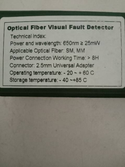 Laser vfl 25mw/km merk fiber tekno