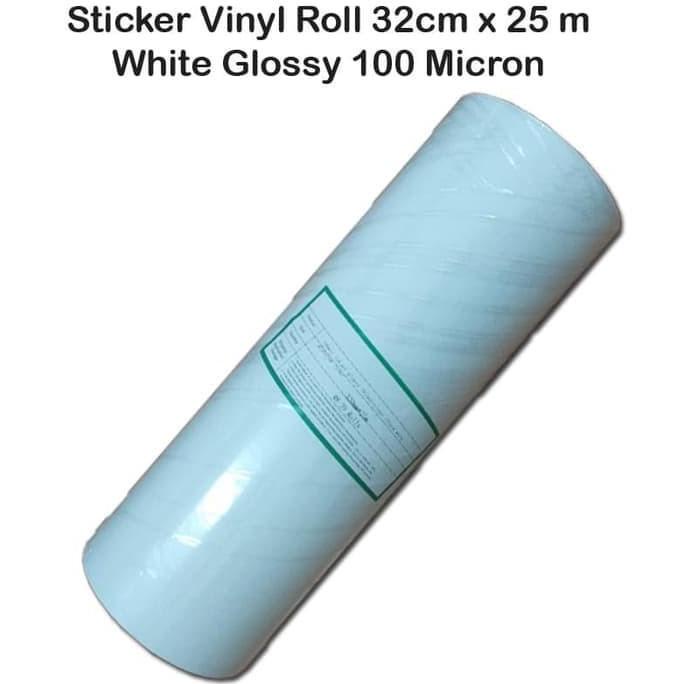 

Sticker Vinyl inkjet|white glossy, putih kilap, ukuran 32cmx25m roll