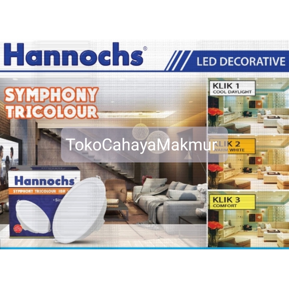 Lampu LED Downlight Hannochs Symphony IBR OBR Round Bulat 7w,9w,12w,15w,18w,25w CoolDayLight