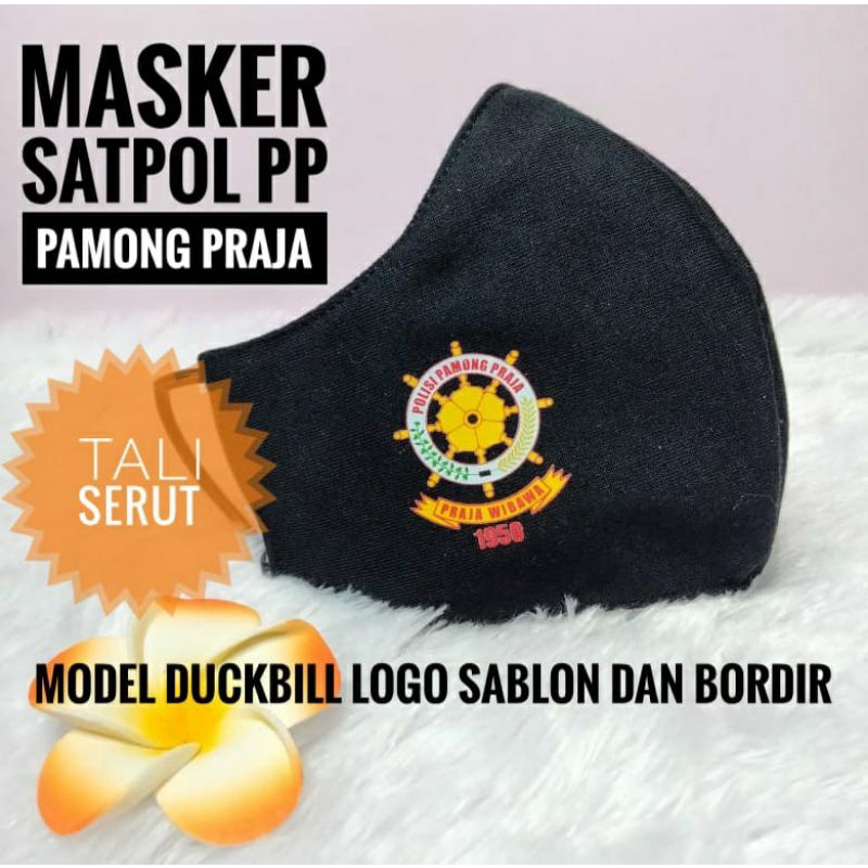 Masker Duckbill logo satpol PP pamong praja sablon/ bordir