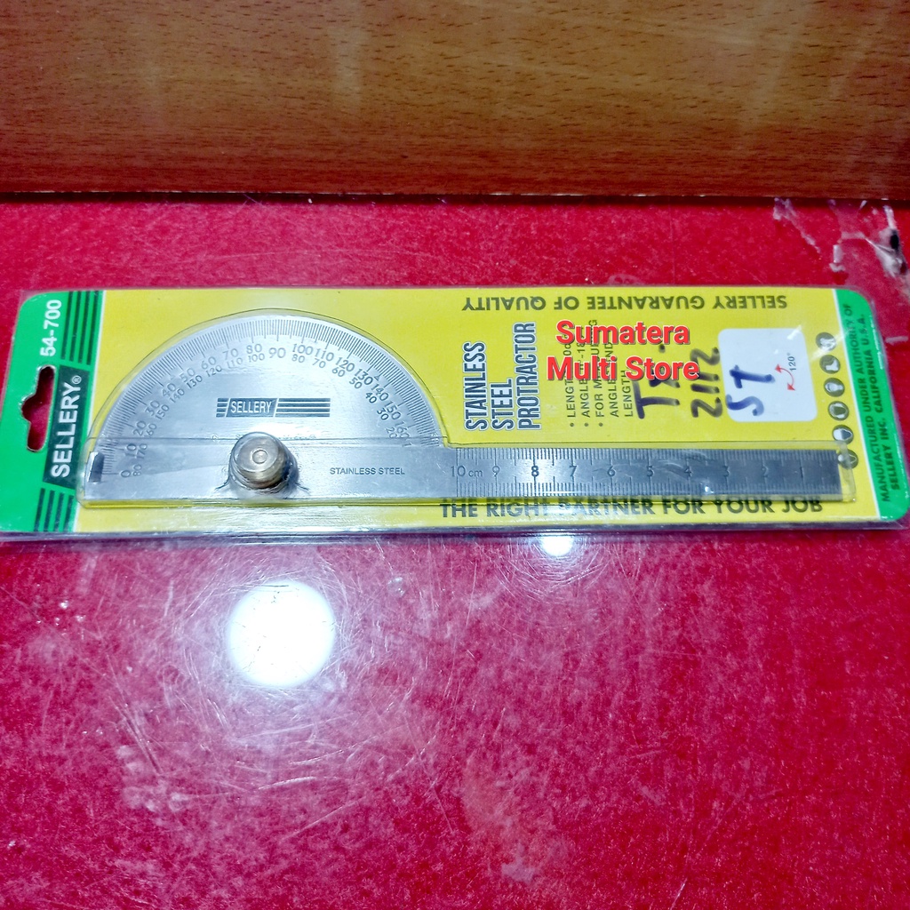 

Sellery Busur Derajat Stainless Stell - Angka TIDAK LUNTUR - Angka pada busur sudah di cetak mesin (BUKAN SABLON).