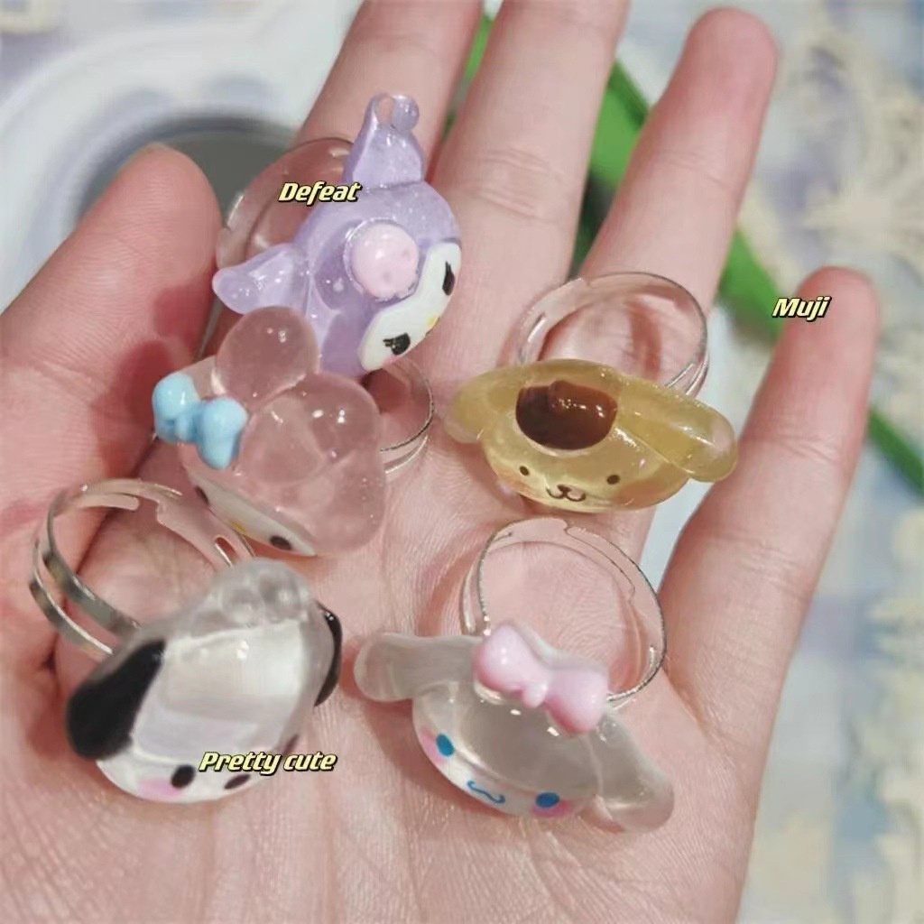 Cincin Pasangan Desain Kartun Kucing Melody Kuromi Jepang Untuk Wanita