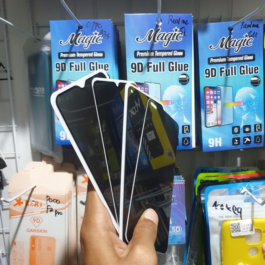 REALME 6 6 PRO 5 5i 5 PRO C3 C2 C1 TEMPRED GLASS FULL LEM ANTI SPY HITAM GELAP TEMPERED KACA FULL COVER PRIVACY PELINDUNG LAYAR FULL SCREEN