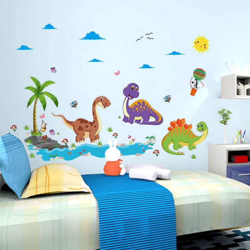 RELIZA WALLSTICKER DINOSAURUS ANAK KIDS PANTAI POHON KELAPA HOME DECOR HIASAN DINDING