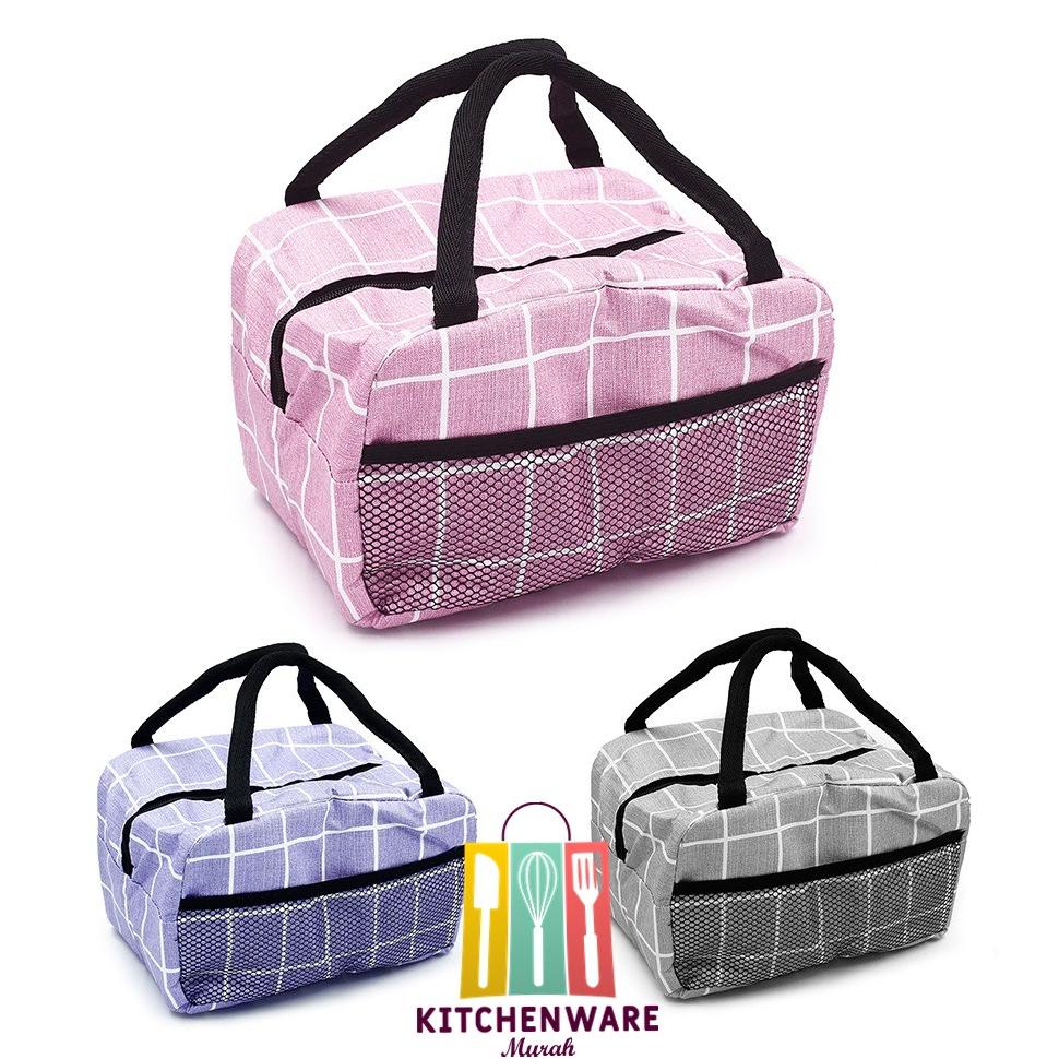 CATALINA TAS BEKAL LUNCH COOLER BAG BOX MAKANAN ALUMINIUM MOTIF KOTAK TERLARISS...,,,,,