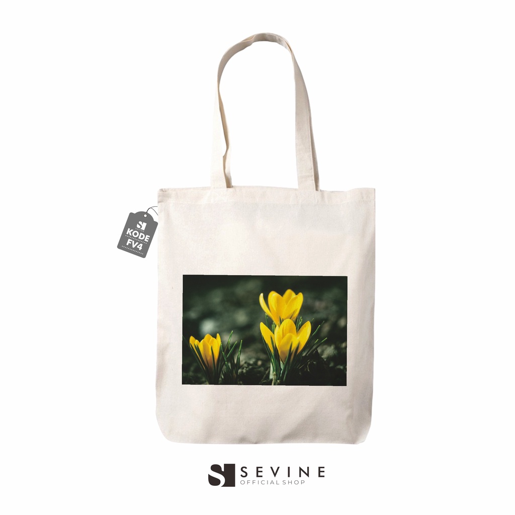 Sevine Totebag Tas Wanita Tote Bag Resleting Aesthetic Flowers Vintage - FV