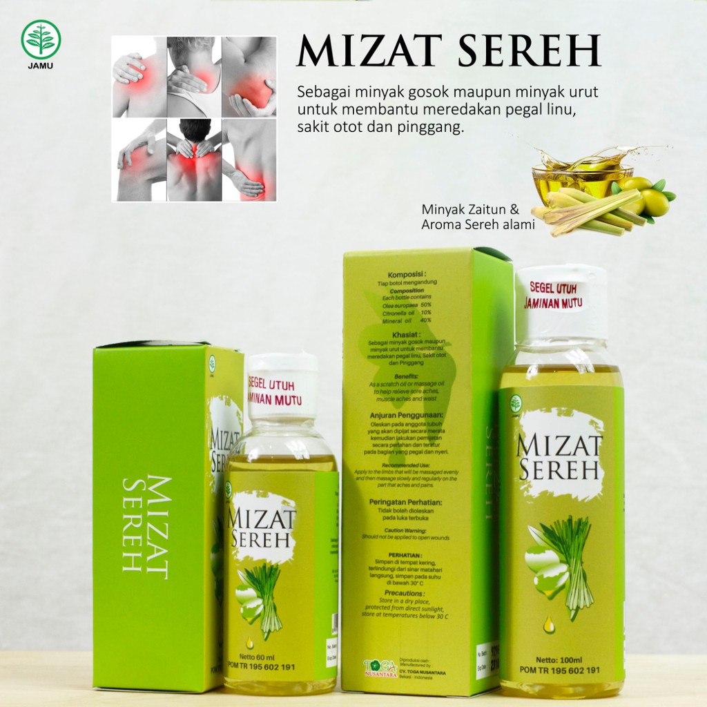 MIZAT SEREH / Minyak Gosok Urut Sirih Wangi