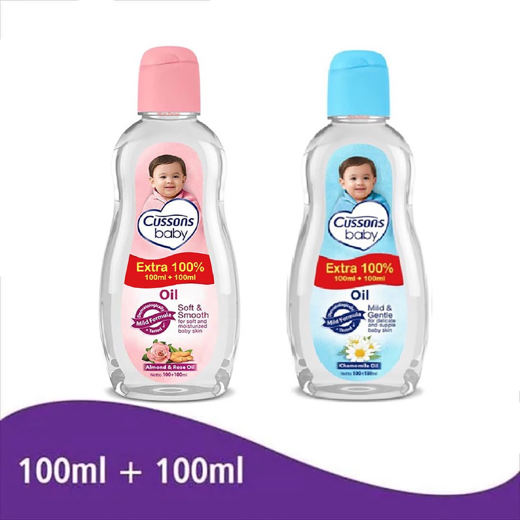 Cussons Baby Oil Minyak Bayi Original 100+100ml / Cussons Baby Oil Soft &amp; Smooth 100ml + 100ml / CUS