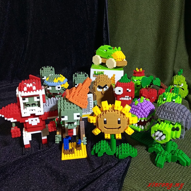 Tanaman Vs Mainan Puzzle Balok Bangunan Model Tanaman Zombies Kompatibel Lego Cross dressing