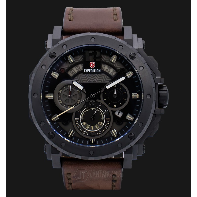 Expedition EXF-6402-MCLIPBAIVBO Man Black Dial Brown Leather Strap