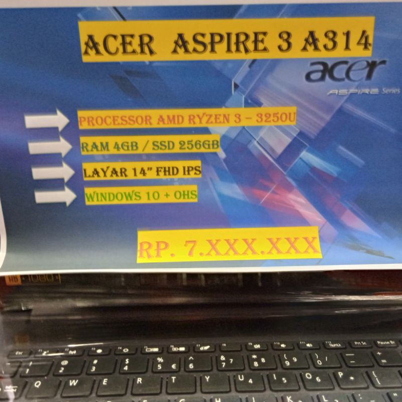 ACER ASPIRE 3 A314 RYZEN 3 3250U 4GB SSD 256GB