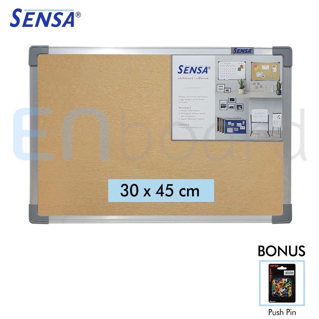 

Baru Softboard / Pin Board / Cork Board / Papan Pengumuman / Mading Gantung Polos Sensa 30 X 45 Cm