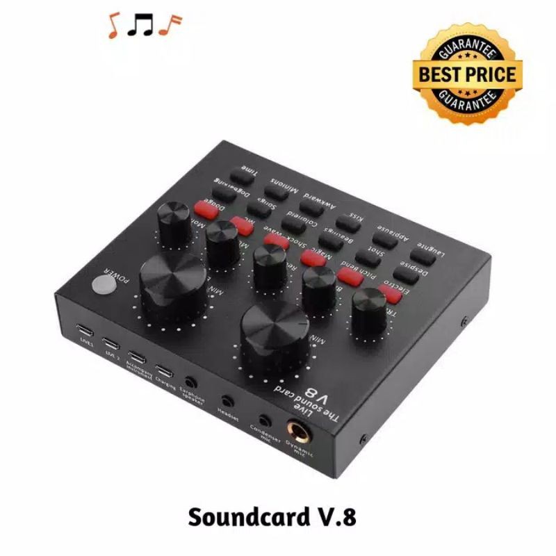 Paket Soundcard V8 Recording Cover Lagu Karaoke Gaming dll Free Headphone JBL