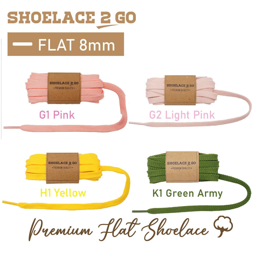 SHOELACE 2 GO PREMIUM TALI SEPATU GEPENG PIPIH FLAT - SF8 - 180CM - 8MM