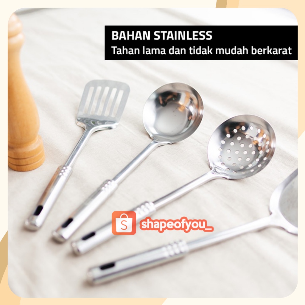 Spatula Set Masak Isi 4Pcs Sutil Stainless Steel Spatula Dapur Korea Premium Serbaguna