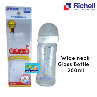 Richell Glass Bottle 150ml &amp; 260ml Wide Neck Botol Susu Bayi Kaca Gelas