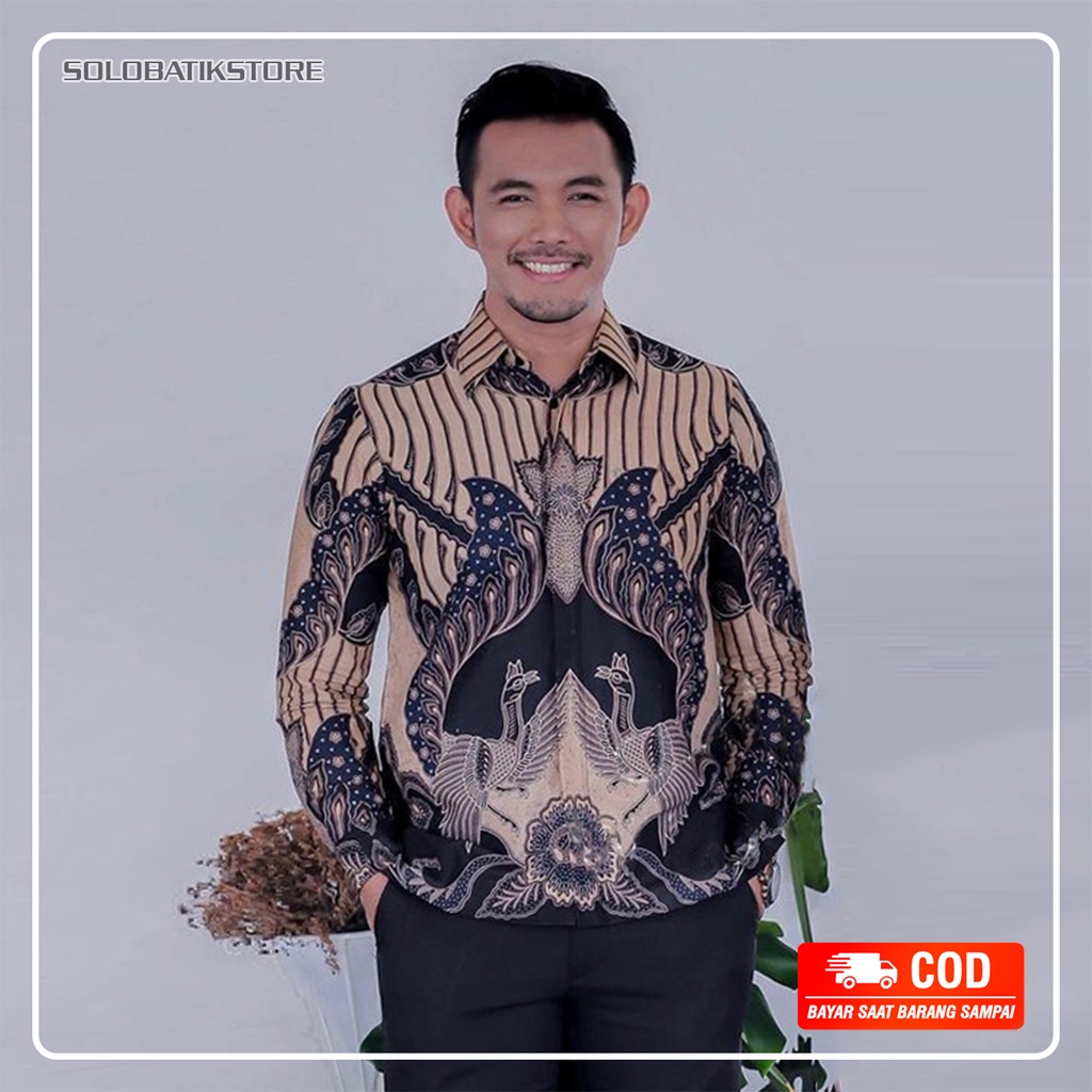 SOLO BATIK- kemeja batik lengan panjang baju pria kekinian