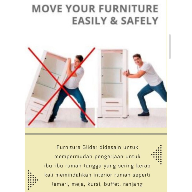 BERGARANSI Furniture Slider Memudahkan Ibu-ibu memindahkan Lemari