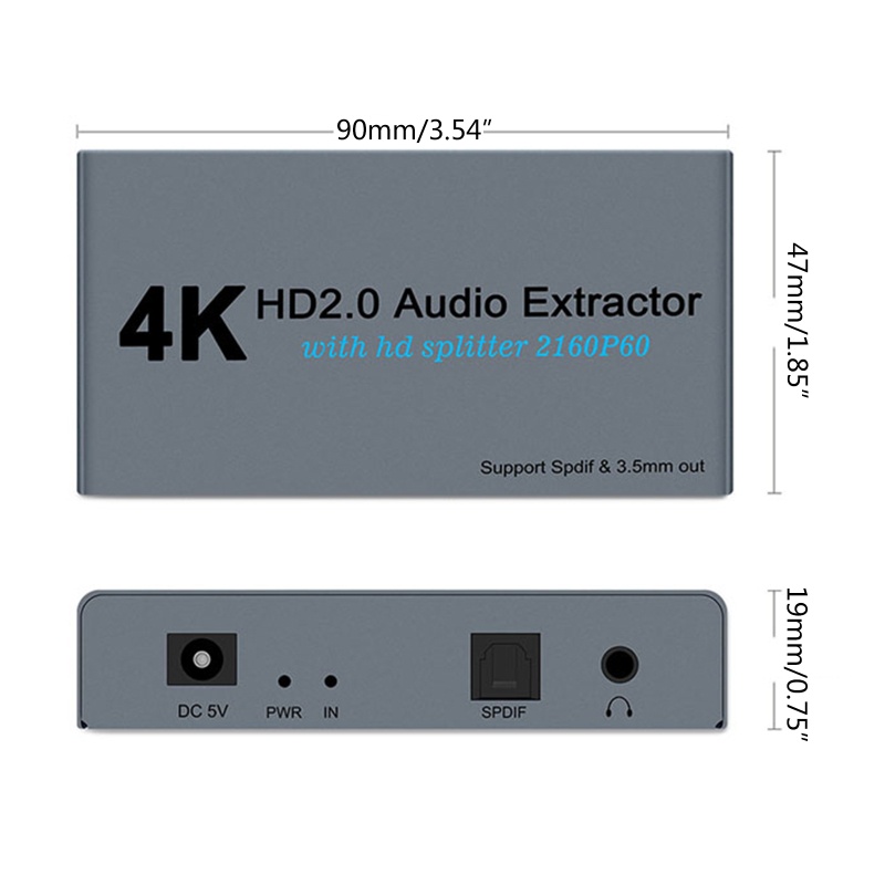 Btsg 2.0 Audios Extractor Splitter 4K 60Hz SPDIF HDR 1in2 out Auto HDCP 2.2 Converter Adapter Decoder