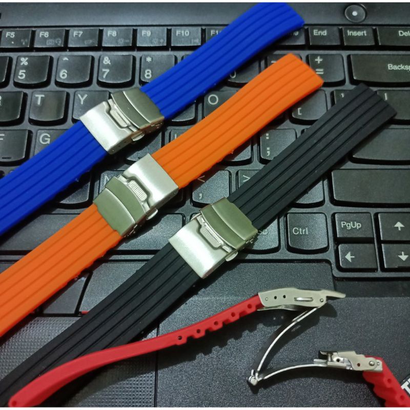 TALI JAM TANGAN RUBBER STRAP TALI JAM CLAPS FOLDING TALI JAM TANGAN RUBBER STRAP RUBBER